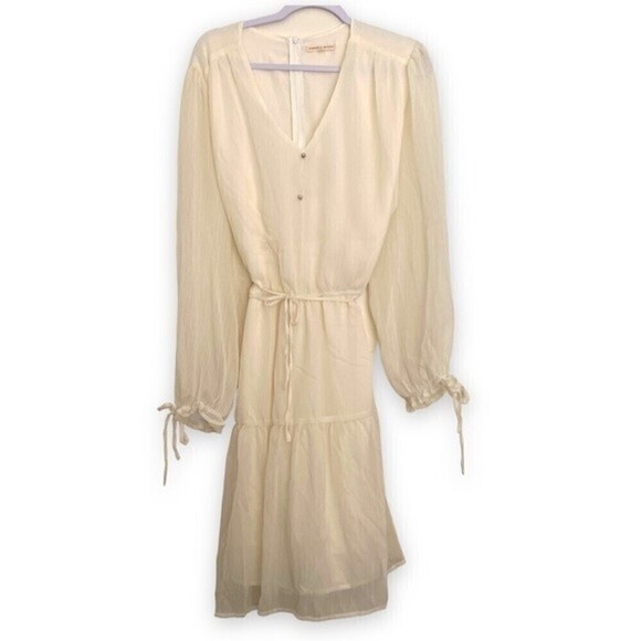 Standards & Practices Plus Size Long Sleeve Tiered Prairie Chiffon Mini Dress